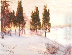 Sunlit reflections in winter by Walter Launt Palmer