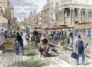 Collins Street, Melbourne, from the Illustrated London News, 11th May 1889 by Melton Prior