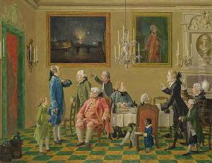 British gentlemen at Sir Horace Manns home in Florence, c.1763-65 by Thomas Patch
