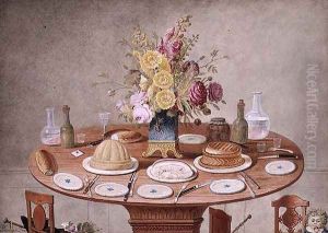 Still Life with a Vase of Flowers on a Table Set for a Meal, c.1810 by Jean-Louis Prevost