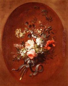 Bouquet of roses, poppies and other flowers by Jean-Louis Prevost
