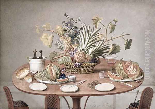 Still Life of a Table with Flowers and Fruit, c.1810 - view 1