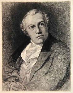 Portrait of William Blake, engraved by William Bell Scott 1811-90 by Thomas Phillips