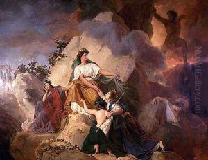 Cybèle protège contre le Vésuve les villes de Stabiae, Herculanum, Pompéi et Résina (Cybele protects from Vesuvius the towns of Stabiae, Herculanum, Pompeii and Resina) by Francois-Edouard Picot