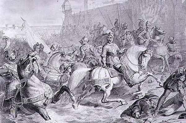 The Taking of Calais by Francis, 2nd Duke of Guise (1519-63) in 1558, engraved by Amedee Felix Barthelemy Geilee 1802-43 - view 1