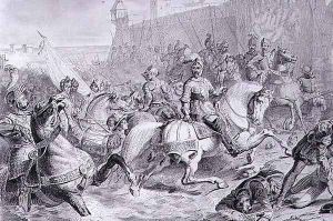 The Taking of Calais by Francis, 2nd Duke of Guise (1519-63) in 1558, engraved by Amedee Felix Barthelemy Geilee 1802-43 by Francois-Edouard Picot