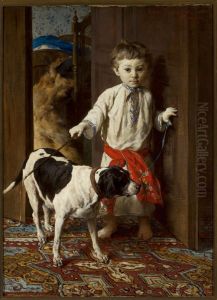 Artist's Son with a Dog by Witold Pruszkowski