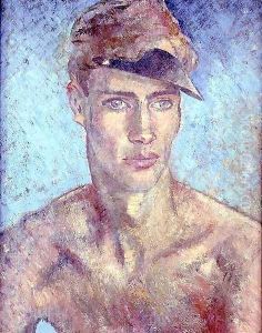 Young Man Wearing a Sun Visor