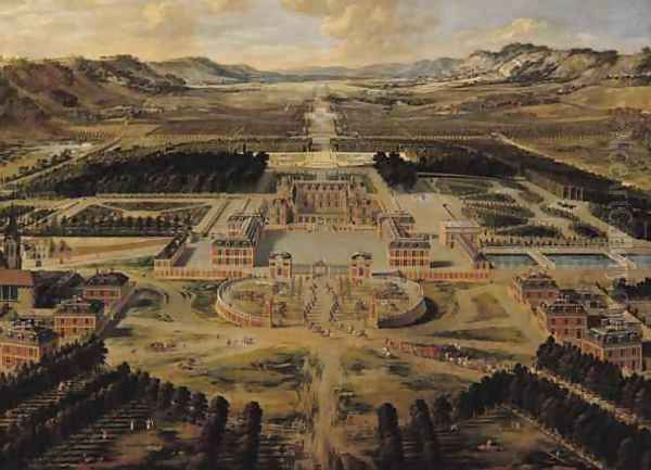 Perspective view of the Chateau, Gardens and Park of Versailles seen from the Avenue de Paris, 1668 - view 1
