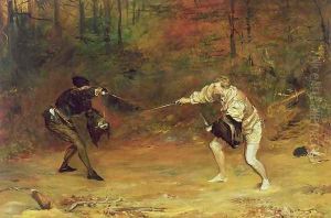 To the Death A Sword and Dagger Fight with one Hand Beats Cold Death Aside, and with the other Sends it Back