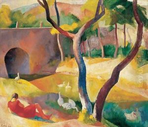 Goose Herd Goose Girl By the Brook 1928 by Karoly Patko