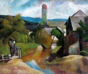 View of Nagybanya 1924 by Karoly Patko