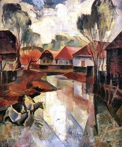 Village in Hungary c. 1925 by Karoly Patko