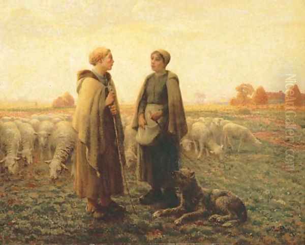 Two Shepherdesses with a Dog - view 1