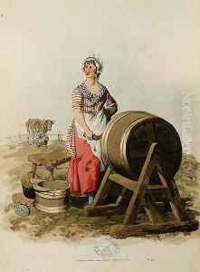 Churning Butter from Costume of Great Britain by William Henry Pyne