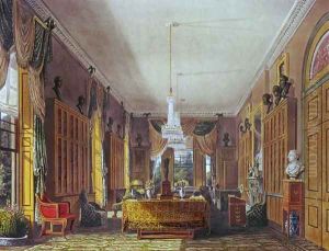 The Queens Library, Frogmore, Pynes Royal Residences, 1818 by William Henry Pyne