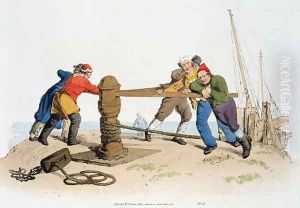 Fishermen at a Capstan, from Costume of Great Britain, published by William Miller, 1805 by William Henry Pyne