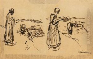 Dunenlandschaft Mit Zwei Figuren by Max Liebermann