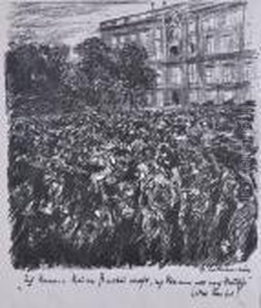 Mass Crowds Marching In Support Of The Emperor's Declaration Of War - view 1