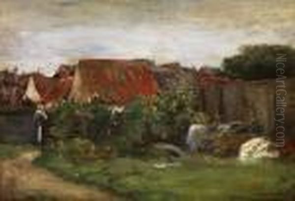 Dorfhauser Mit Sonnenblumen. - view 1
