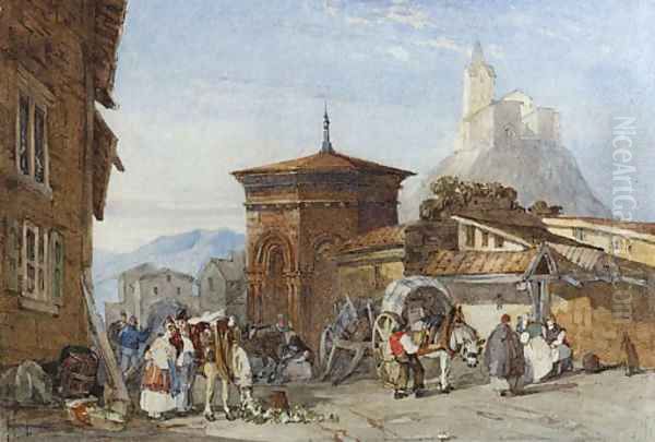 Figures in the street, Le Puy, Clermont-Ferrand, France - view 1