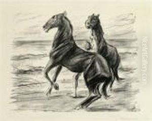 Steigende Pferde (horses Rearing) by Max Liebermann