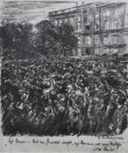 Crowd Before A Continental Building Crowd Before A Continental Building