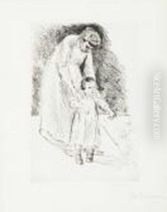 Warterin Mit Kind, Stehend by Max Liebermann