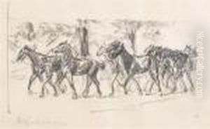 Horses Being Led by Max Liebermann