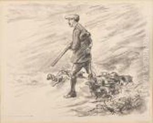 Jager Mit Flinte Und Seinen Hunden by Max Liebermann