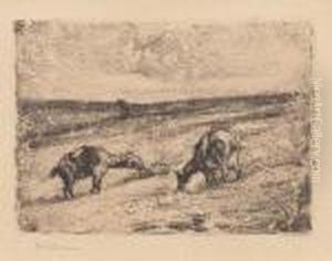 Grasende Ziegen by Max Liebermann