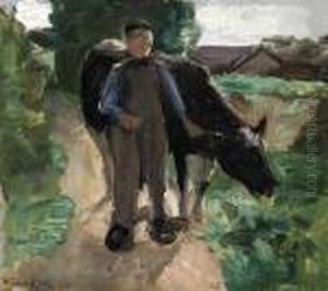Bauer Mit Kuh by Max Liebermann