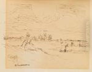 Frau In Landschaft. by Max Liebermann