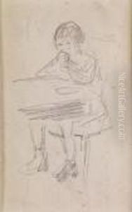 Junges Madchen Mit Tasse An Einem Tisch Sitzend by Max Liebermann