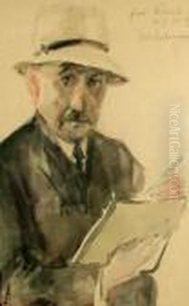 Self-portrait Of The Artist Holding A Sketchingbook - view 1