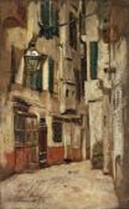 "venezianische Gasse Nach Rechts" by Max Liebermann