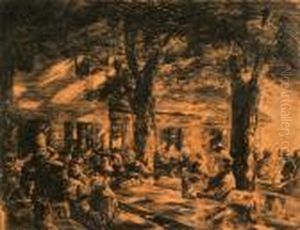 Figures In A Cafe by Max Liebermann