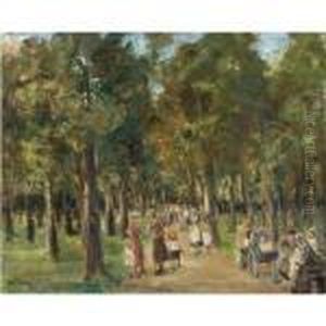 Spazierganger Im Tiergarten (strollers In Tiergarten) by Max Liebermann