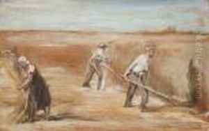 Getreideernte - Schnitter. Entwurf Fur Das Wandbild "sommer" Im Rathaus Von Altona by Max Liebermann