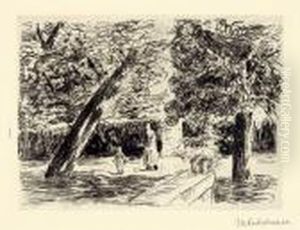 Die Gartenterasse (der Gehversuch) by Max Liebermann