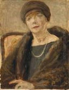 Bildnis Lola Leder (1892 - 1977) Im Pelzmantel - Studie