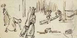 Holzsammler Im Walde by Max Liebermann