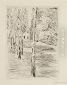 Gartenallee Mit Haus by Max Liebermann