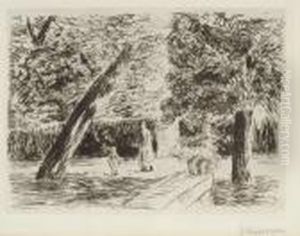 Die Gartenterrasse (der Gehversuch) by Max Liebermann