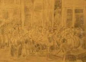 Market Scene With Figures by Max Liebermann