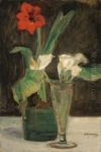 Blumenstuck - Amaryllis Und Calla In Glasvase