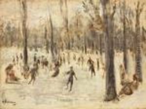 Schlittschuhlaufer Im Tiergarten by Max Liebermann