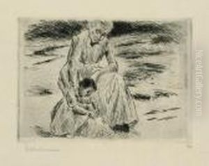 Kind Mit Warterin by Max Liebermann