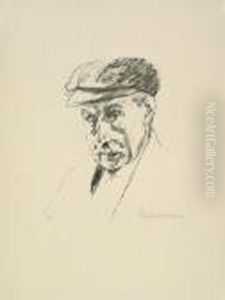 Selbstbildnis Mit Schirmmutze by Max Liebermann