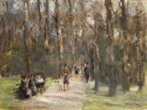 Spaziergang Im Tiergarten by Max Liebermann